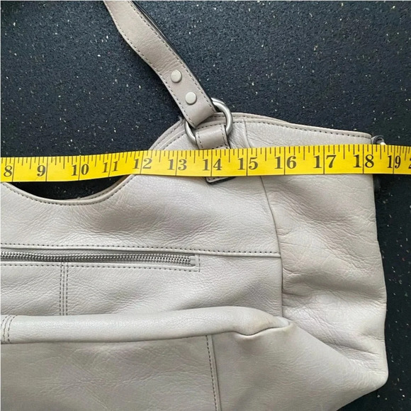 Audrey Brooke Large Bone Beige Leather Tote Handbag Nice Condition - Picture 6 of 12